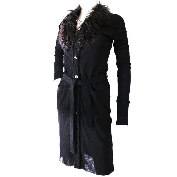 Vintage JEAN PAUL GAULTIER SOLEIL Black Cardigan w/Detachable Fur Collar - Picture 6 of 10